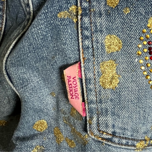 VTG *Rare* Voyage Passion Jeans Gold Splash & VP crystals Woman’s Size 31 - Picture 7 of 8